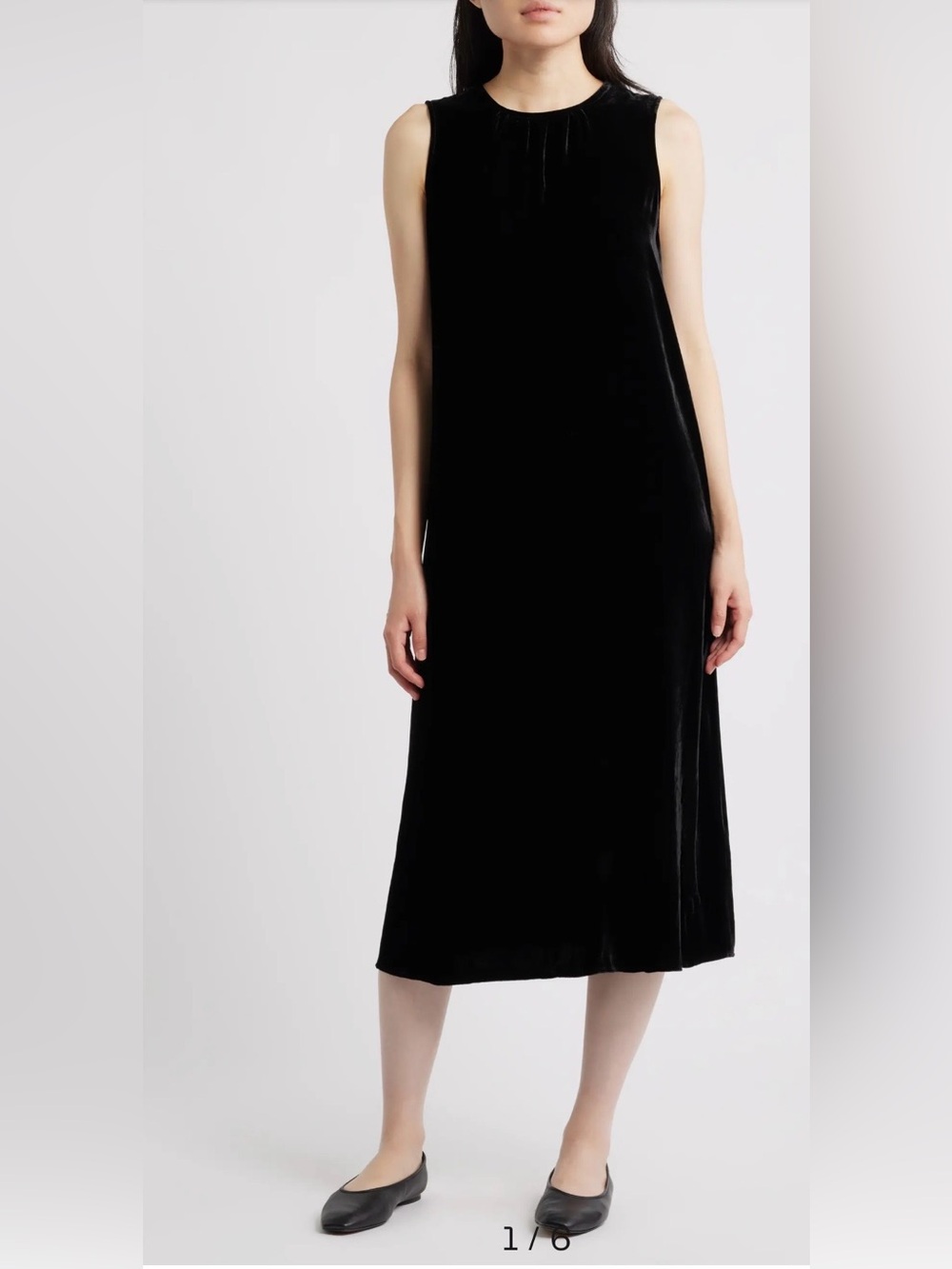 NWT Eileen Fisher Black Velvet Maxi Slip women’sDress. Sz.L Fabric viscose ,silk
